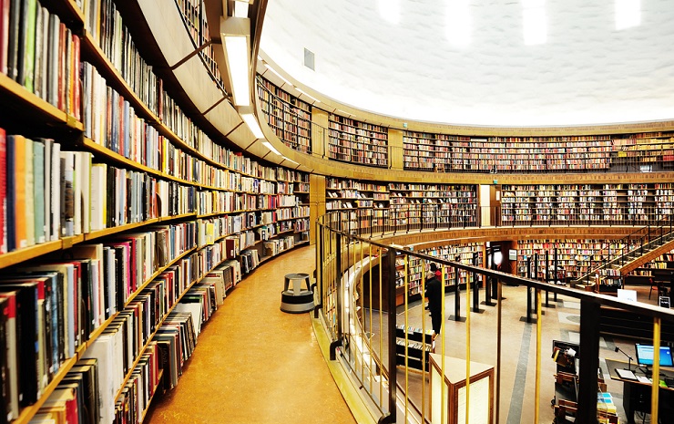 Library bookshelf, diminishing perspective Noleggio estrattori d’aria per la costruzione di una biblioteca